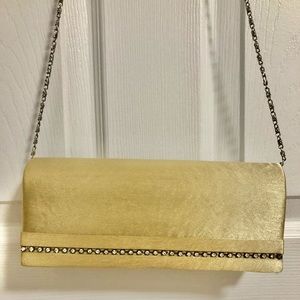 Gold Satin Clutch with Strap Included